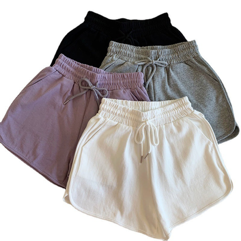 Pure Color Shorts, Thin, Wide-Legged, High-Waisted, Slimming, Sports Pants