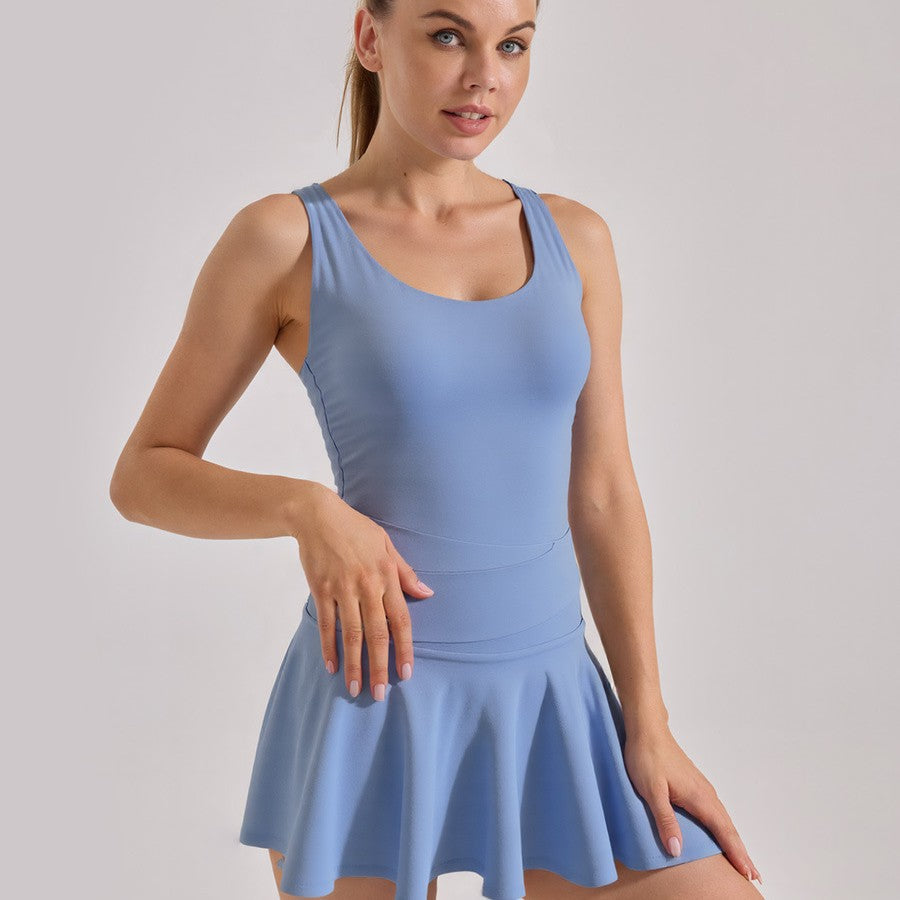 Women's Summer New Nude Feel Anti-exposure Sports Dress Women