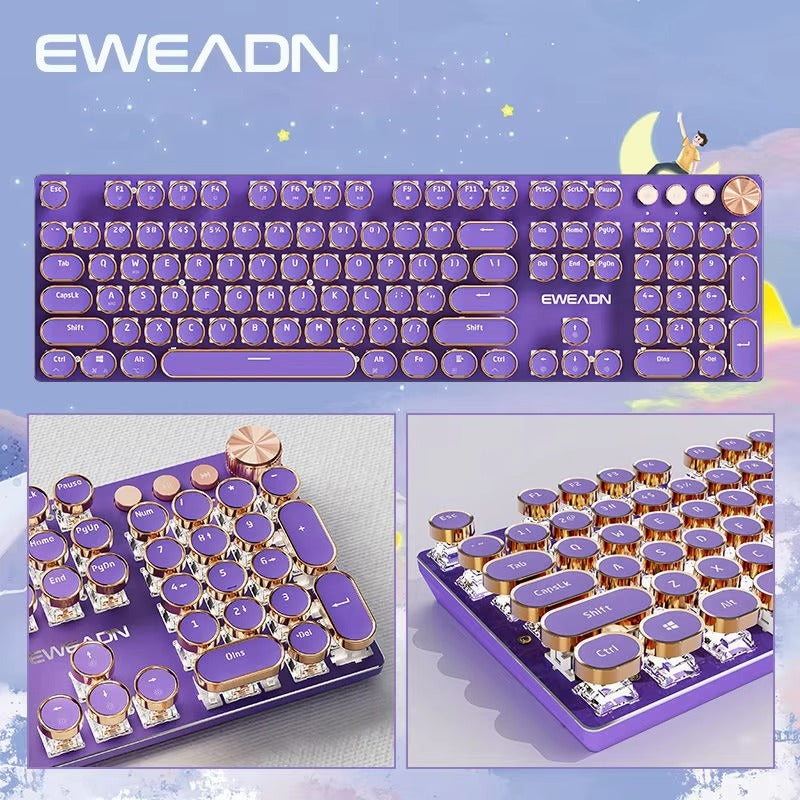 EWEADN V20 Punk Keyboard – 104 Keys, LED, Retro Design