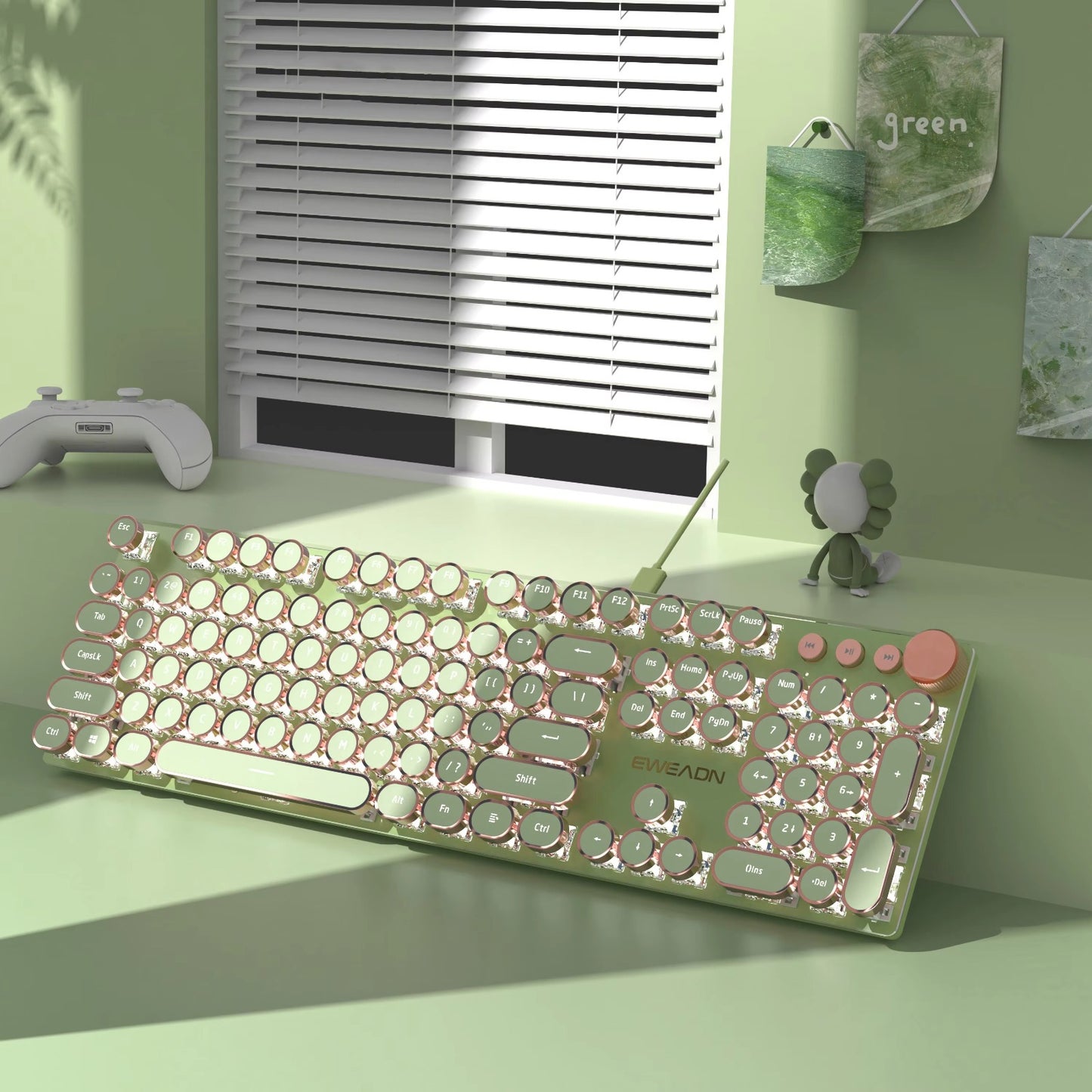 EWEADN V20 Punk Keyboard – 104 Keys, LED, Retro Design