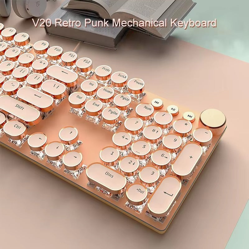 EWEADN V20 Punk Keyboard – 104 Keys, LED, Retro Design