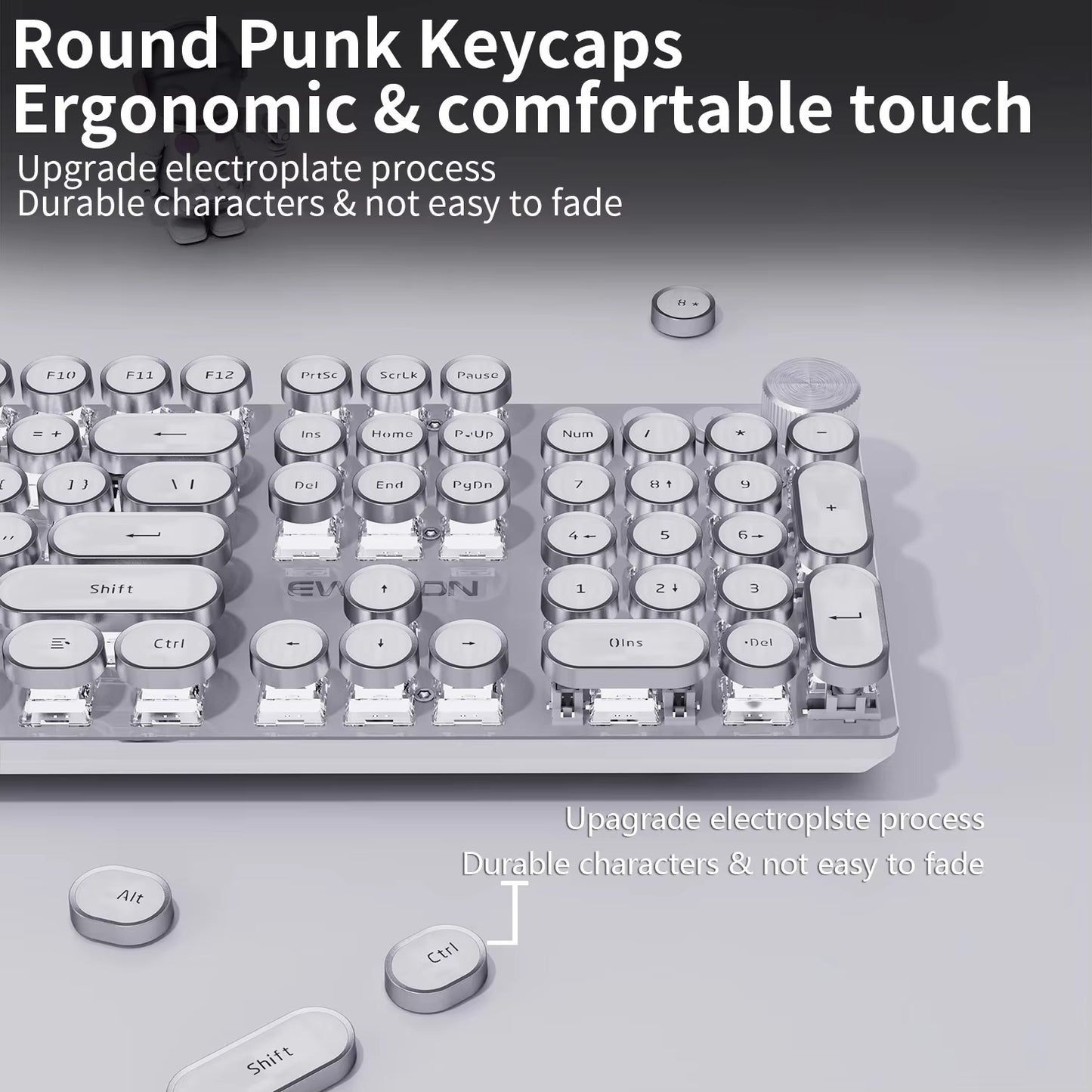 EWEADN V20 Punk Keyboard – 104 Keys, LED, Retro Design