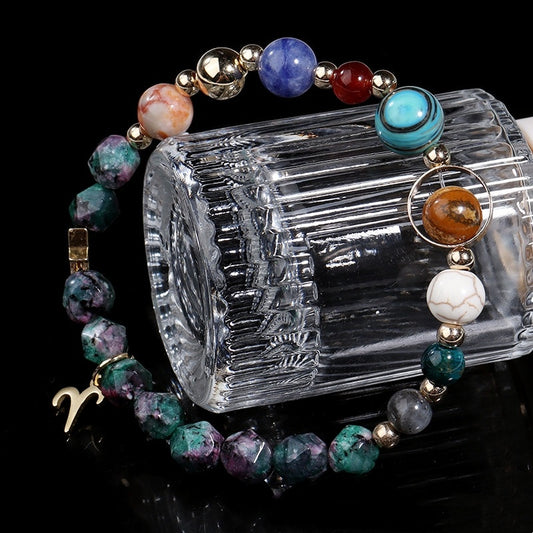 Natural Stone Twelve Constellations Bracelets Cut Hemp Stone Fashion