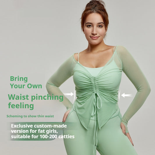 Plus Size Yoga Wear Blouse Long Sleeve Fat Top