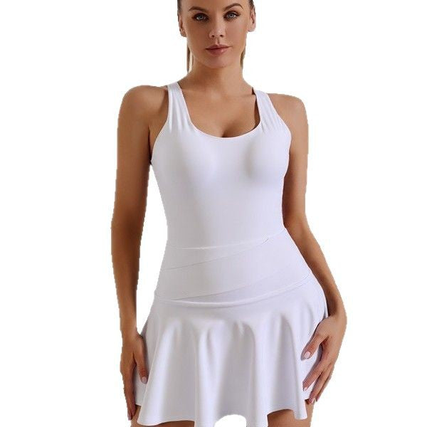 Women's Summer New Nude Feel Anti-exposure Sports Dress Women