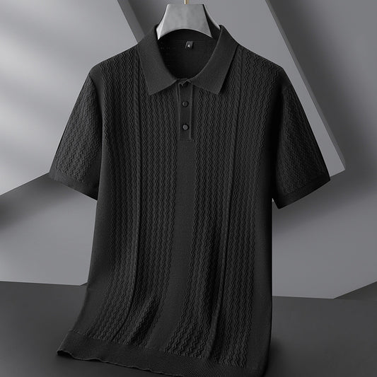 Autumn And Winter New Men's Plus-sized Plus Size Lapel Short Sleeve Sweater