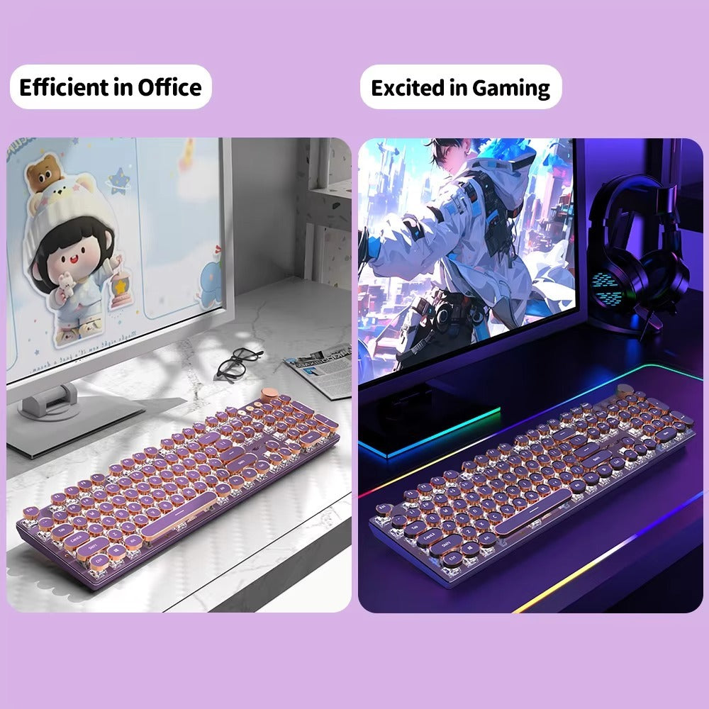 EWEADN V20 Punk Keyboard – 104 Keys, LED, Retro Design