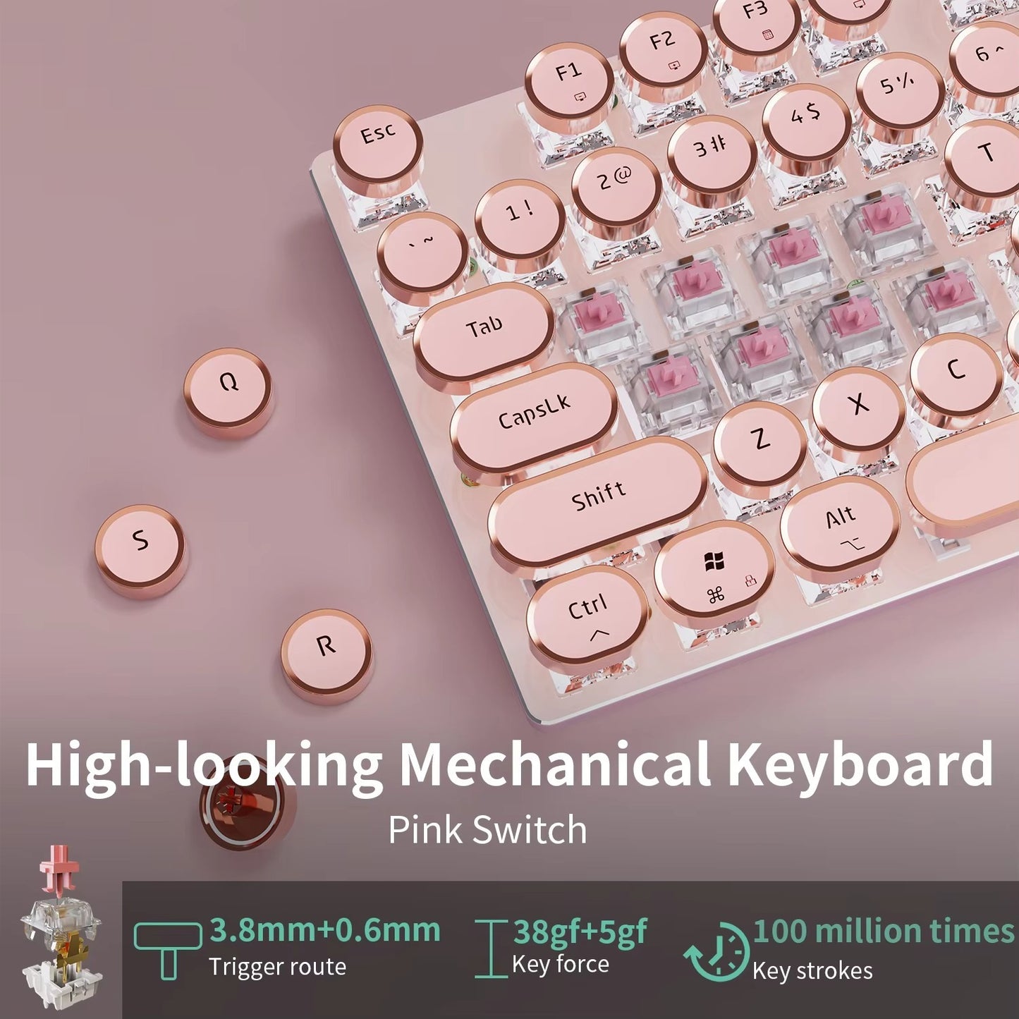 EWEADN V20 Punk Keyboard – 104 Keys, LED, Retro Design
